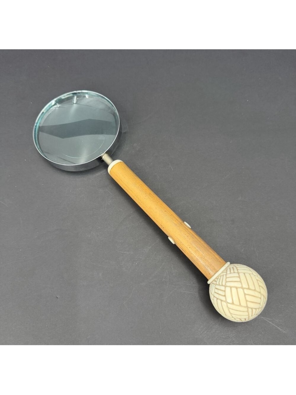 ATCO Vintage Large Handheld Reading Magnifying Glass Wood Handle - 4" Lens